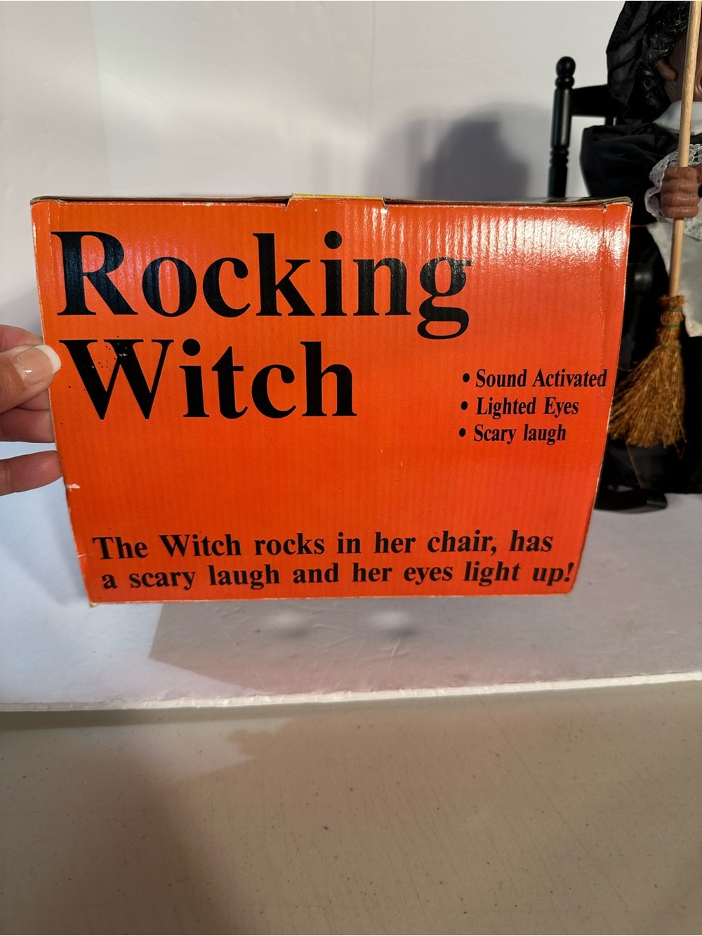 Vtg 1991 Gemmy Animated Rocking Witch Halloween Glowing Eyes Rocks Scary Laughs - Picture 9 of 15